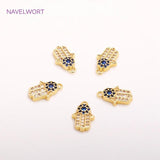 14K Plated Hamsa Hand Pendants Brass Metal For Earring Crafts DIY