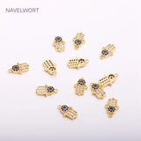 14K Plated Hamsa Hand Pendants Brass Metal For Earring Crafts DIY