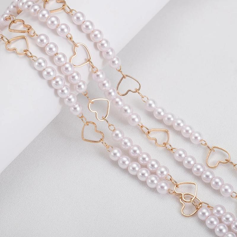 Heart Charms Pendant Pearl Beads Chains for Jewelry Making
