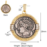 Antique Bronze Beauty Portrait Knight Angel Goddess Coin Charm Pendant