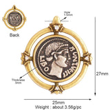 Antique Bronze Beauty Portrait Knight Angel Goddess Coin Charm Pendant