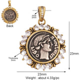Antique Bronze Beauty Portrait Knight Angel Goddess Coin Charm Pendant