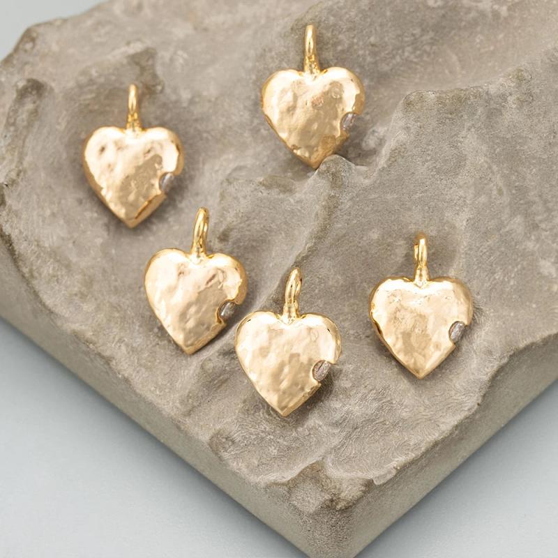 18k Rhodium Plated Copper Heart Charms for DIY Pendants