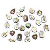 5pcs Shell Stainless Steel Charms Pendants Stone DIY Jewelry Making
