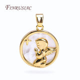 18K Angel Praying Pendant, Shell Charms DIY Jewelry
