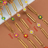 Stainless Steel Chain Enamel Daisy Flower Charm Chains for Jewelry Making