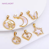18K Moon Charms & Shell Heart Pendants for Necklace Making