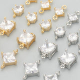 MC75 18k Rhodium Plated Copper Zircon Charm DIY Pendants 10pcs/lot