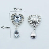 5pcs 25X45MM Metal Peach Heart Brooch Pendant Red Wine Box Wedding DIY Jewelry