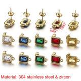 4pcs Green Crystal Zircon Earring Hooks Connectors