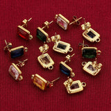 4pcs Green Crystal Zircon Earring Hooks Connectors