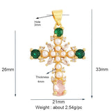 18K Plated Rainbow CZ Pearl Cross Pendant
