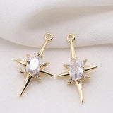 14K Brass Zircon Star Cross Connect Charms Pendants Jewelry DIY