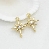 14K Brass Zircon Star Cross Connect Charms Pendants Jewelry DIY