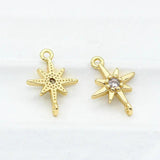 14K Brass Zircon Star Cross Connect Charms Pendants Jewelry DIY