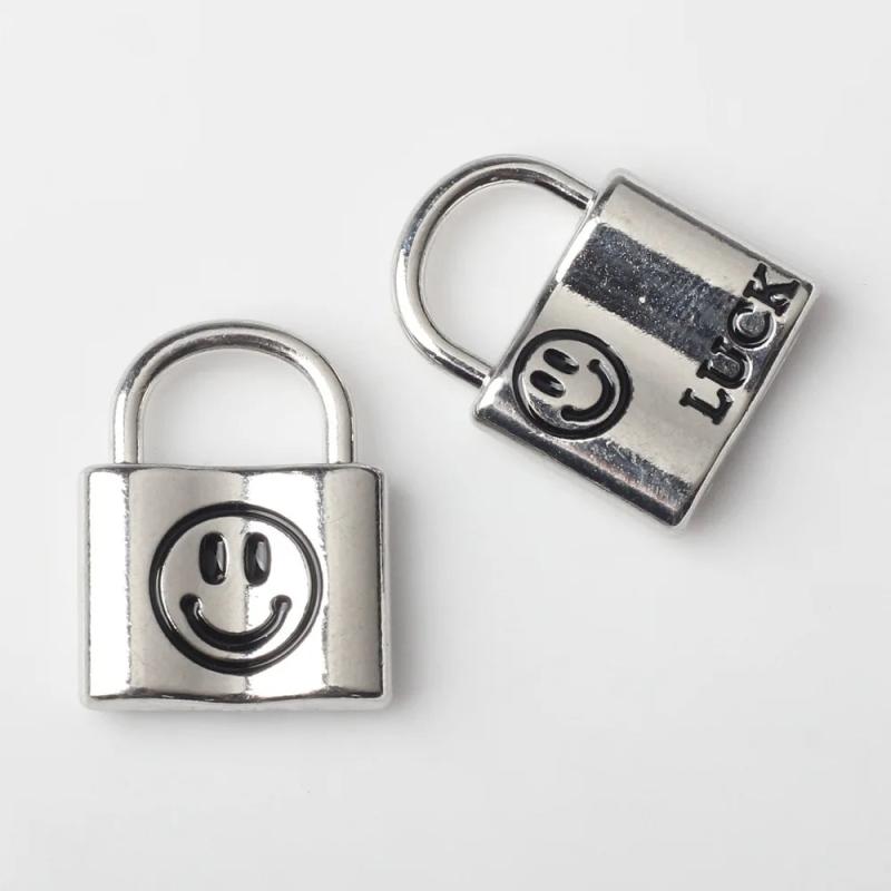 10pcs Alloy Drip Smile Charms Lock Pendant DIY Jewelry Making