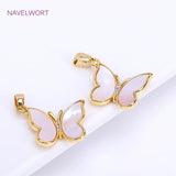18K Plated Bear Charms Natural Shell Oval Pendants