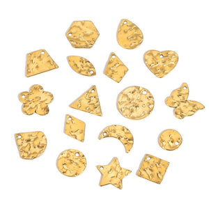 20pcs Hammered Disc Charms Stainless Steel Blank Coin Beads Pendant