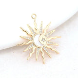 14K Brass and Zircon Sun Moon Star Charms Pendants Jewelry Making Supplies