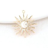14K Brass and Zircon Sun Moon Star Charms Pendants Jewelry Making Supplies