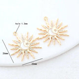 14K Brass and Zircon Sun Moon Star Charms Pendants Jewelry Making Supplies