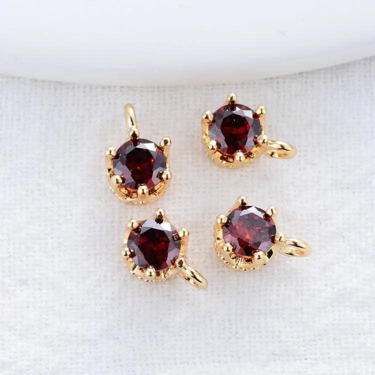 6PCS 14K Gold Plated Brass Zircon Charms Pendants for DIY Jewelry