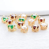 6PCS 14K Gold Plated Brass Zircon Charms Pendants for DIY Jewelry