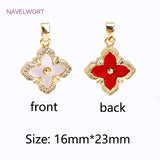 18K Plated Rhombus Charms, Shell Square Pendants for Necklace Making