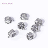 18K Plated Brass Zircon Spacer Beads Pendant Charms Bail
