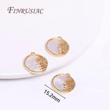 18K Plated Sun Face Pendant, Metal Shell Charms for DIY Jewelry Making