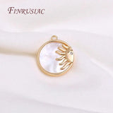 18K Plated Sun Face Pendant, Metal Shell Charms for DIY Jewelry Making