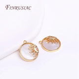 18K Plated Sun Face Pendant, Metal Shell Charms for DIY Jewelry Making