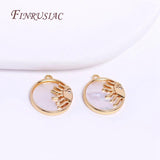 18K Plated Sun Face Pendant, Metal Shell Charms for DIY Jewelry Making