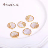 18K Plated Sun Face Pendant, Metal Shell Charms for DIY Jewelry Making