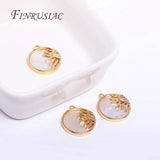 18K Plated Sun Face Pendant, Metal Shell Charms for DIY Jewelry Making