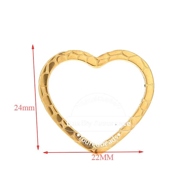 20PCS Stainless Steel Oval Heart Charm Connectors DIY Jewelry Making