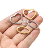 20PCS Stainless Steel Oval Heart Charm Connectors DIY Jewelry Making
