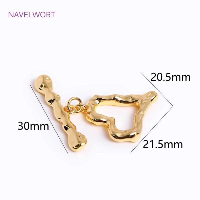 Heart Toggle Clasp, Brass Heart OT Clasp for DIY Jewelry Making