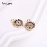 14K Plated Zircon Evil Eye Charms 7.5mm Eyes Pendants Earring Jewelry Supplies