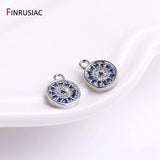 14K Plated Zircon Evil Eye Charms 7.5mm Eyes Pendants Earring Jewelry Supplies