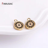 14K Plated Zircon Evil Eye Charms 7.5mm Eyes Pendants Earring Jewelry Supplies