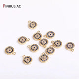 14K Plated Zircon Evil Eye Charms 7.5mm Eyes Pendants Earring Jewelry Supplies