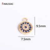 14K Plated Zircon Evil Eye Charms 7.5mm Eyes Pendants Earring Jewelry Supplies