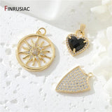 14K Plated Brass Shield/Heart/Sun Charms for DIY Jewelry Making