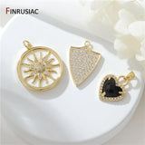 14K Plated Brass Shield/Heart/Sun Charms for DIY Jewelry Making
