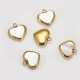 5pcs Stainless Steel Heart Shell Charms for DIY Jewelry Making