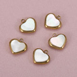 5pcs Stainless Steel Heart Shell Charms for DIY Jewelry Making