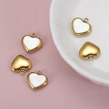 5pcs Stainless Steel Heart Shell Charms for DIY Jewelry Making