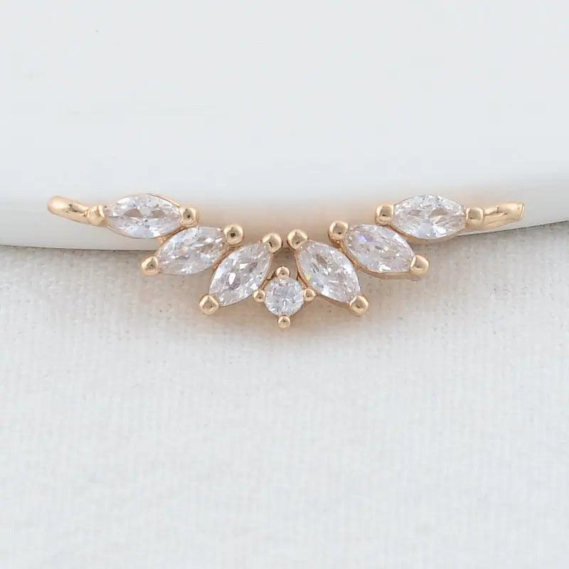 14K Brass Zircon Flowers Charms Pendants Connectors Necklace