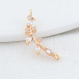 14K Brass Zircon Flowers Charms Pendants Connectors Necklace